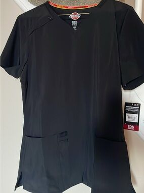 Dickies EDS Black V-Neck Scrub Top Size Medium